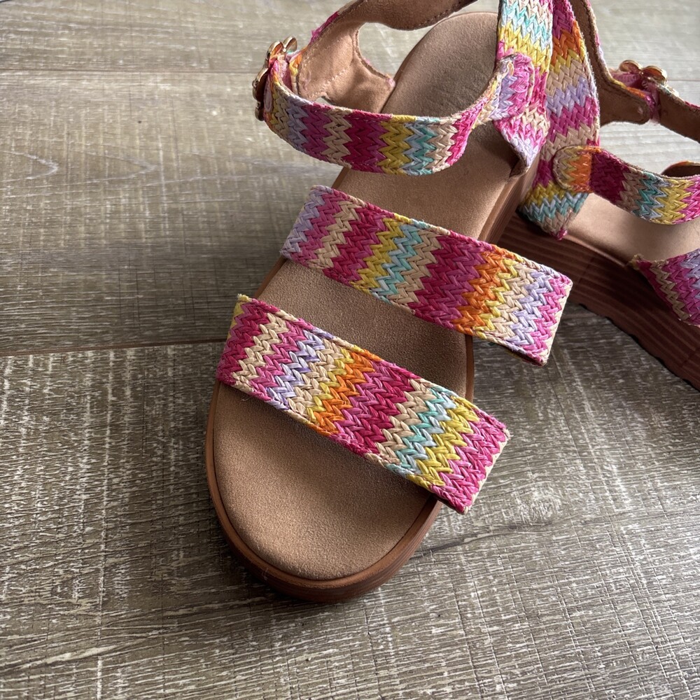 Blowfish Malibu Platform Sandals Sz 5M Rainbow Snap & Buckle Closure Open Toe - Picture 3 of 15
